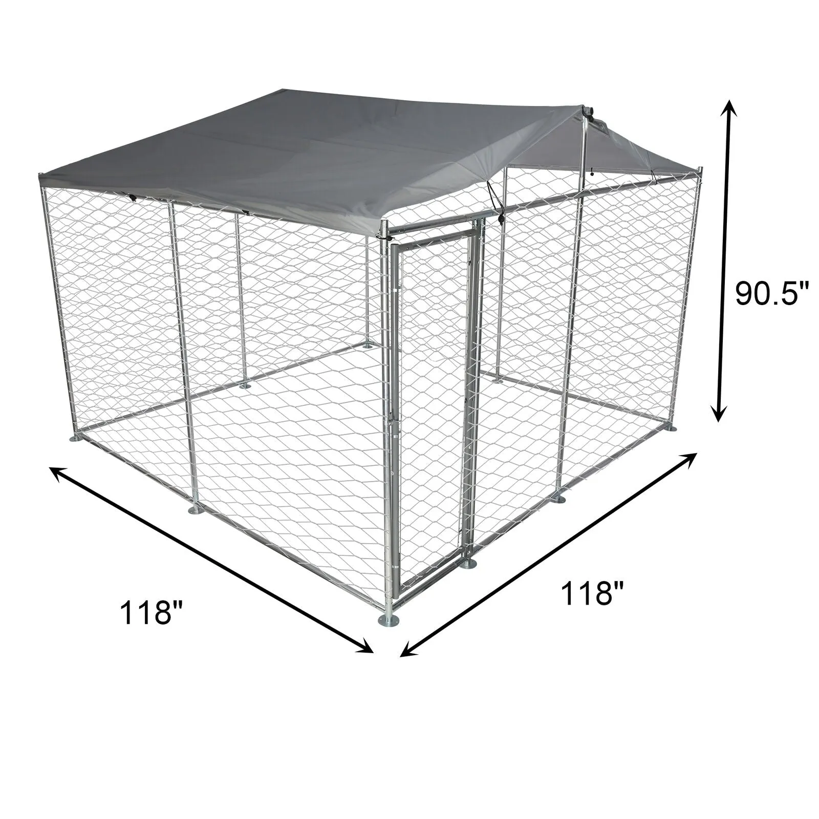 10' x 10' x 7.5' Outdoor Metal Dog Playpen For Your Puppy, Exercise Pens For Puppies, Chain Link Dog Kennel