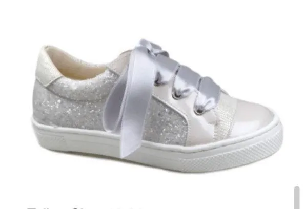 17241 White Glitter Trainers