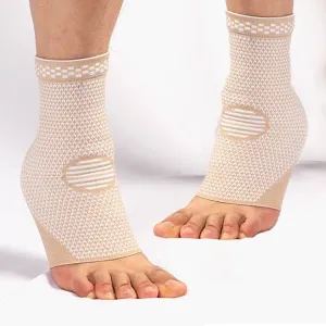 1pair Nylon Knitted Ankle Pads Compression Support Anti-Sprain Cycling Protective Gear(White M)