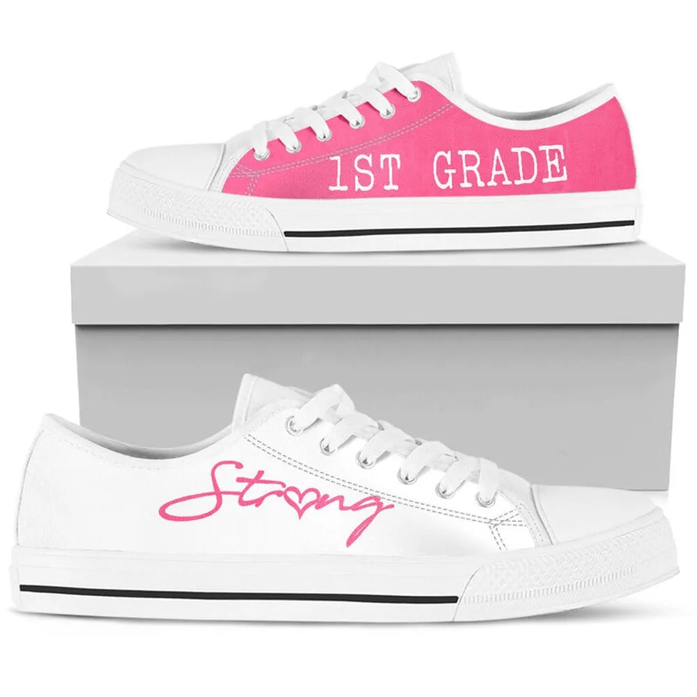 1St Grade Pink White Shoes, Teacher Shoes, Low Top Sneakers