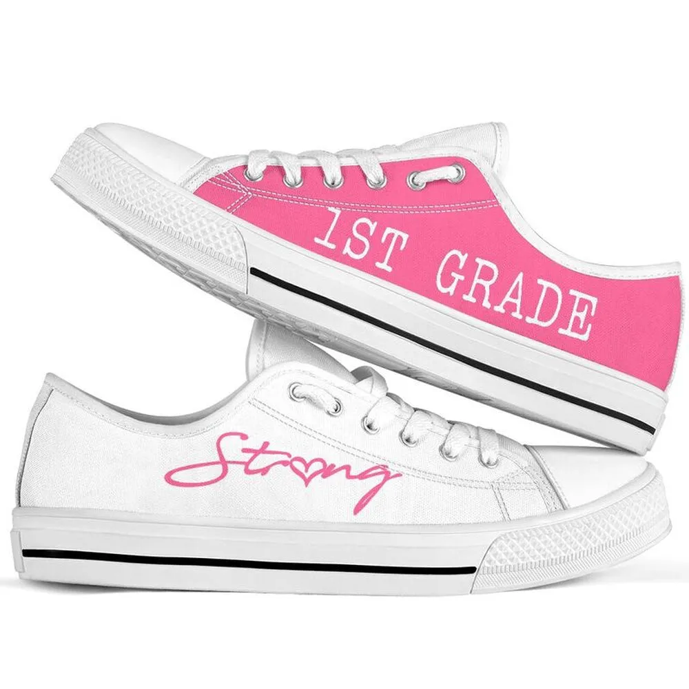 1St Grade Pink White Shoes, Teacher Shoes, Low Top Sneakers