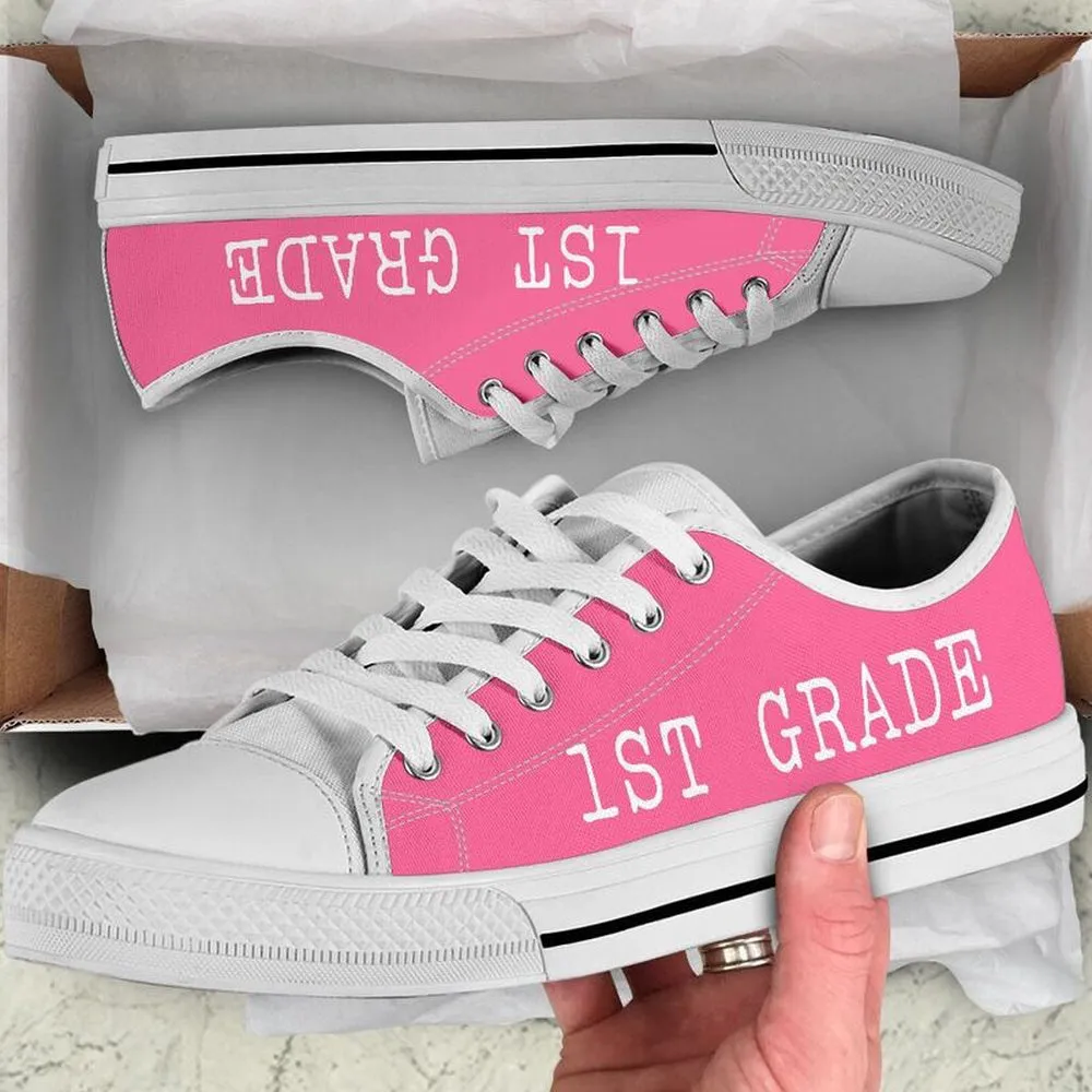 1St Grade Pink White Shoes, Teacher Shoes, Low Top Sneakers