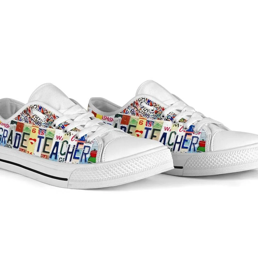 3Rd Grade Live Love License Plates Low Top Shoes, Teacher Shoes, Low Top Sneakers