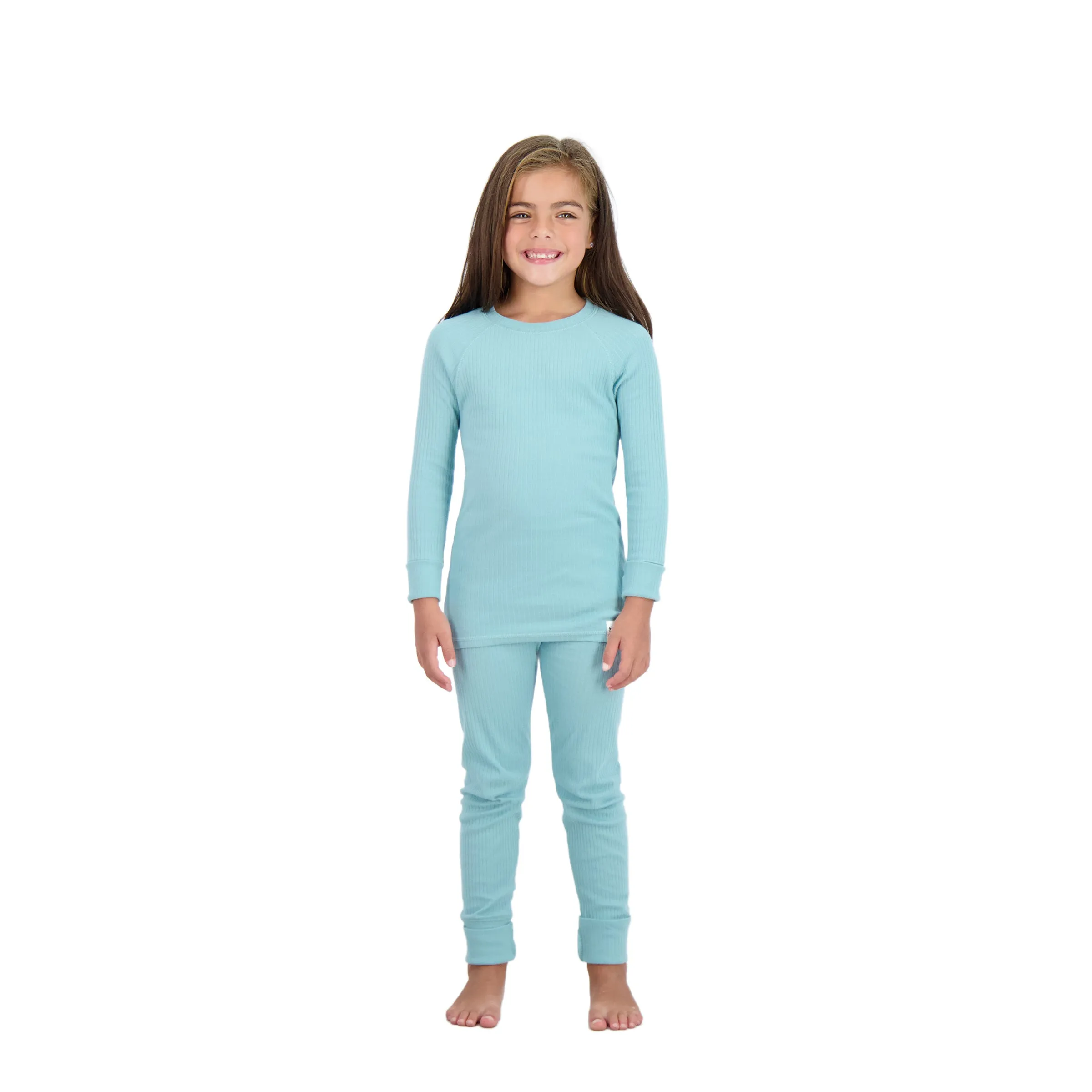 4-Piece 100% Organic Cotton Rib Knit Pajama Sets for Boys & Girls, Blue & Green