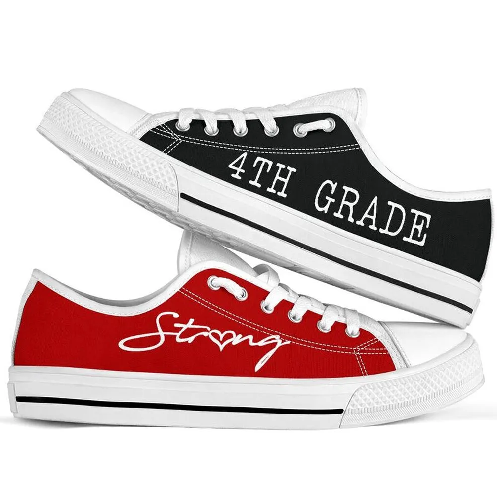 4Th Grade Strong Red Black Shoes, Teacher Shoes, Low Top Sneakers