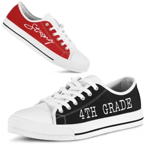 4Th Grade Strong Red Black Shoes, Teacher Shoes, Low Top Sneakers