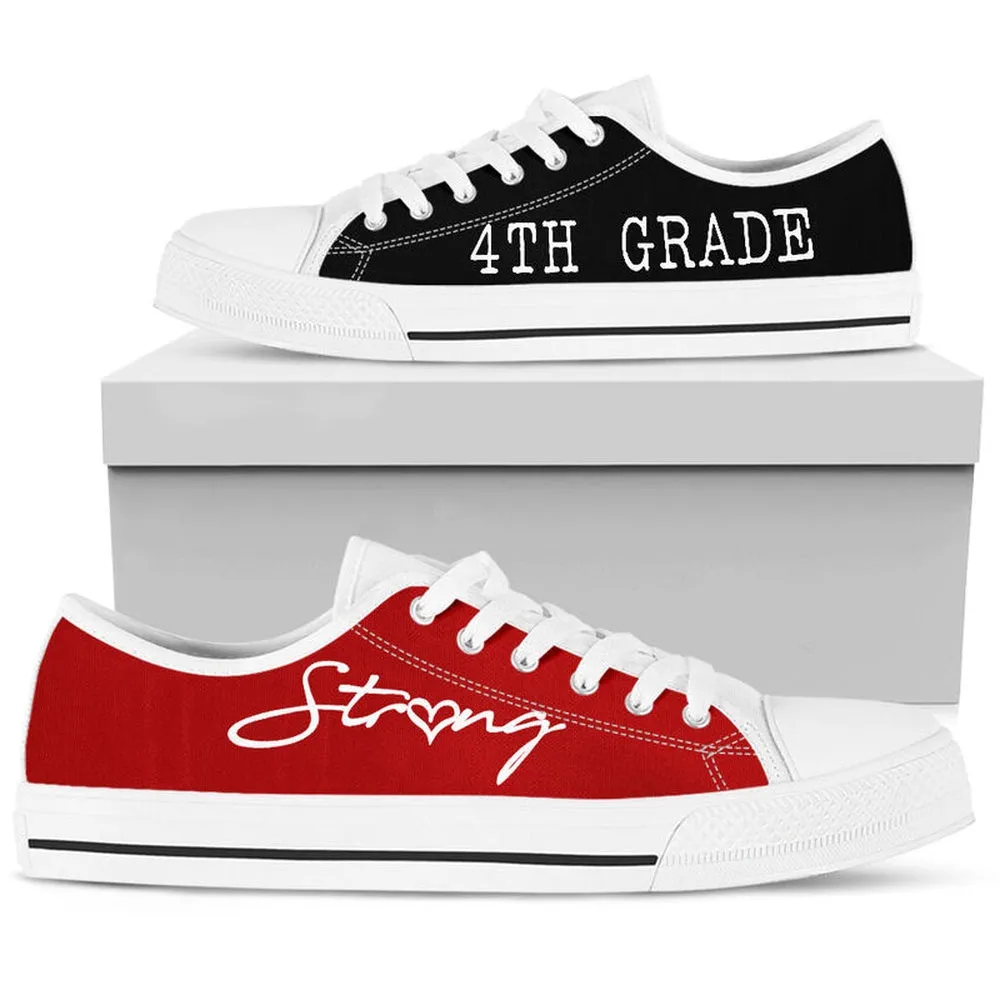 4Th Grade Strong Red Black Shoes, Teacher Shoes, Low Top Sneakers