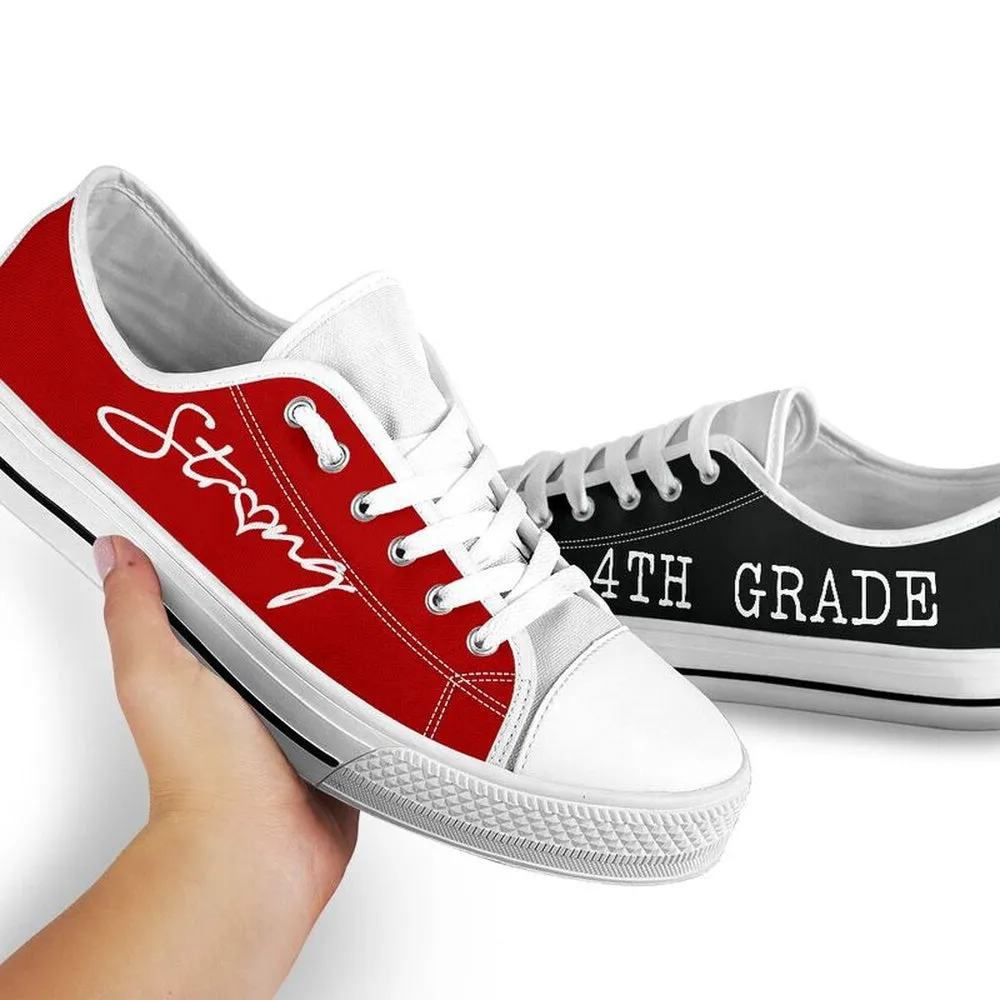 4Th Grade Strong Red Black Shoes, Teacher Shoes, Low Top Sneakers