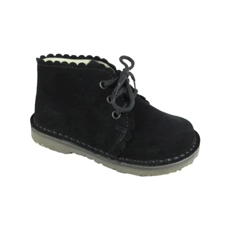 530 - Black Suede Lace for Toddler/Girl by London Kids