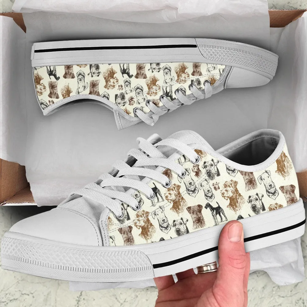 Airedale Terrier Low Top Shoes - Low Top Sneaker, Dog Printed Shoes, Canvas Shoes For Men, Women