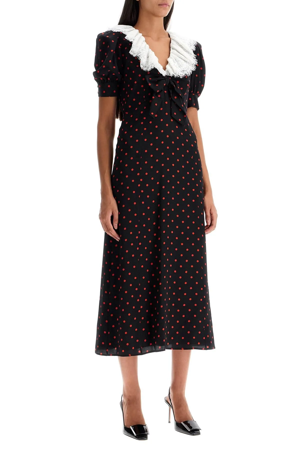 Alessandra Rich 'Polka Dot Silk Midi Dress'