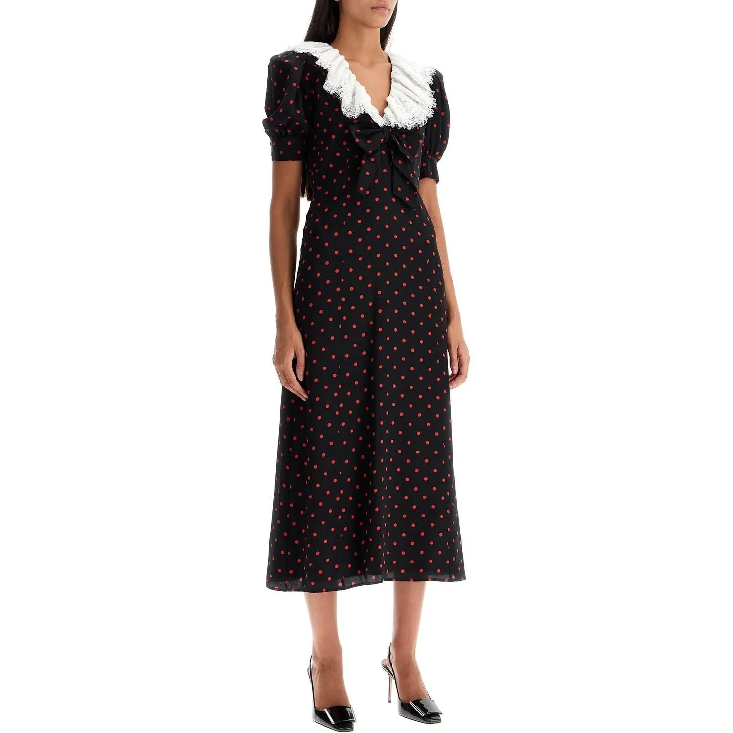 Alessandra Rich 'polka dot silk midi dress'