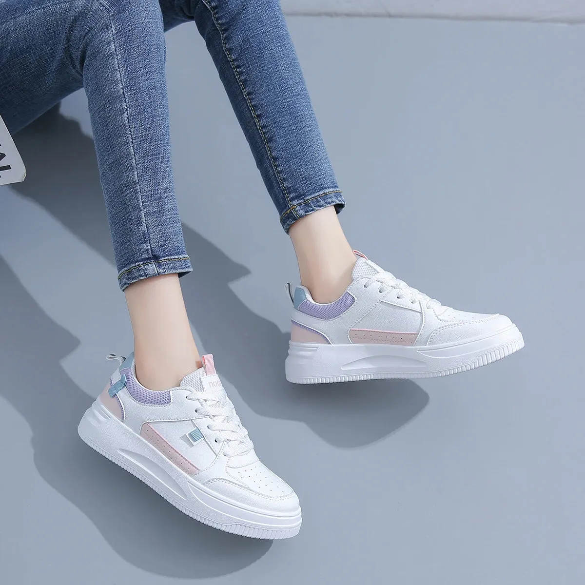 Amozae-2024 BKQU Fashion Women's Sneakers Platform Sports Shoes White running Sneakers Chunky Sneakers Shoes Tennis Female Basket