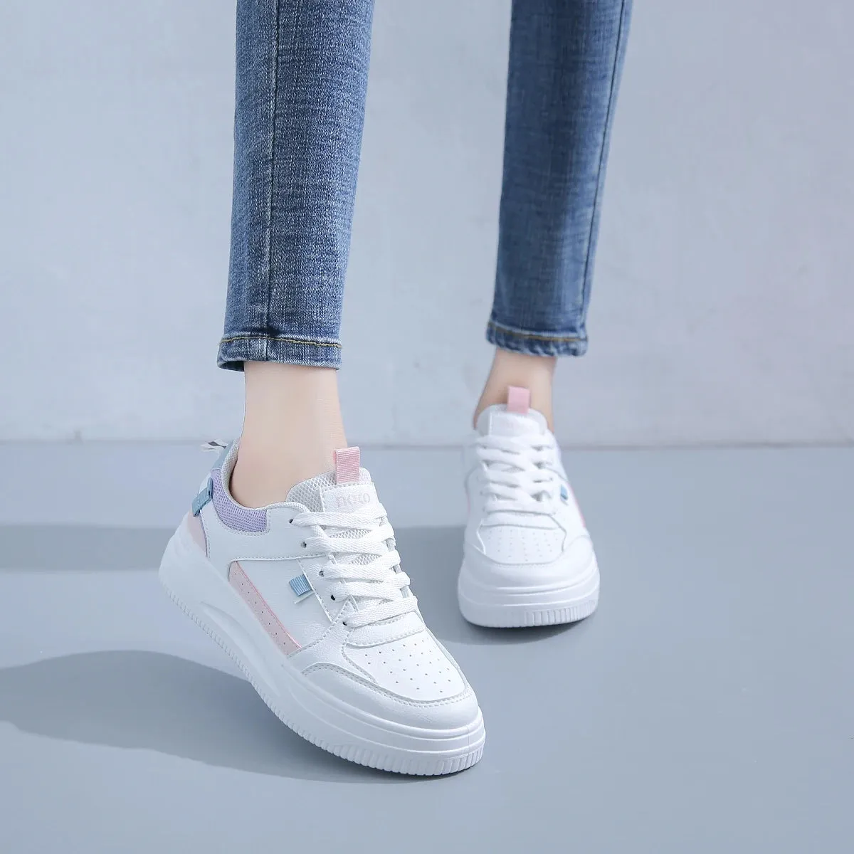 Amozae-2024 BKQU Fashion Women's Sneakers Platform Sports Shoes White running Sneakers Chunky Sneakers Shoes Tennis Female Basket