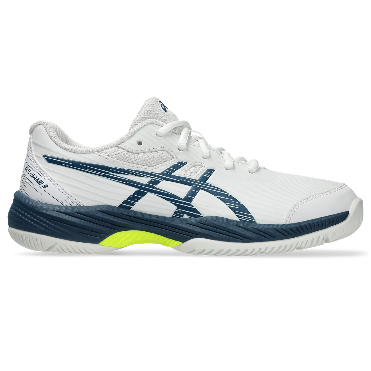 Asics Junior Gel Game 9 Tennis Shoes White Mako Blue