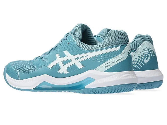 Asics Womens Gel Dedicate 8 (Hardcourt) Tennis Shoe - Gris Blue/White