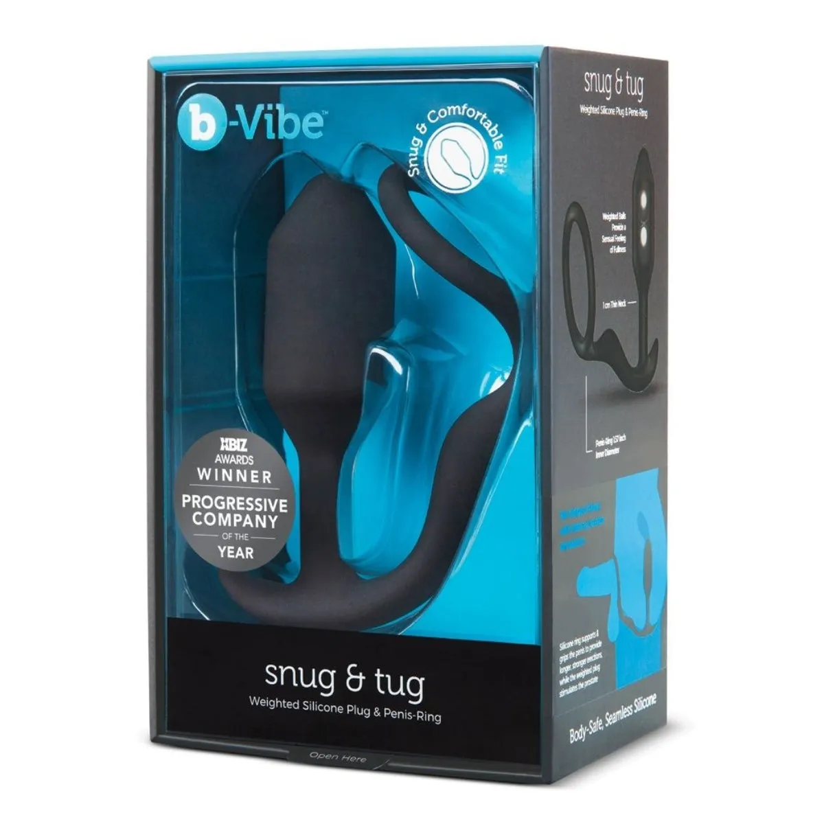 b-Vibe Snug & Tug Weighted Silicone Butt Plug & Cock Ring Black