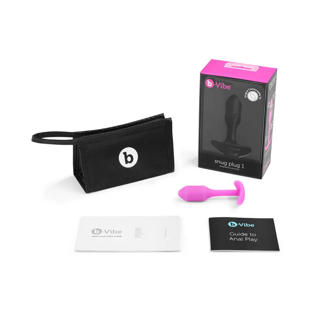 b-Vibe Snug Plug 1 Weighted Silicone Anal Plug Fuchsia