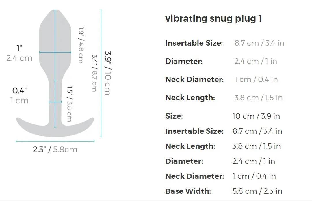 b-Vibe Vibrating Snug Plug Weighted Silicone Butt Plug