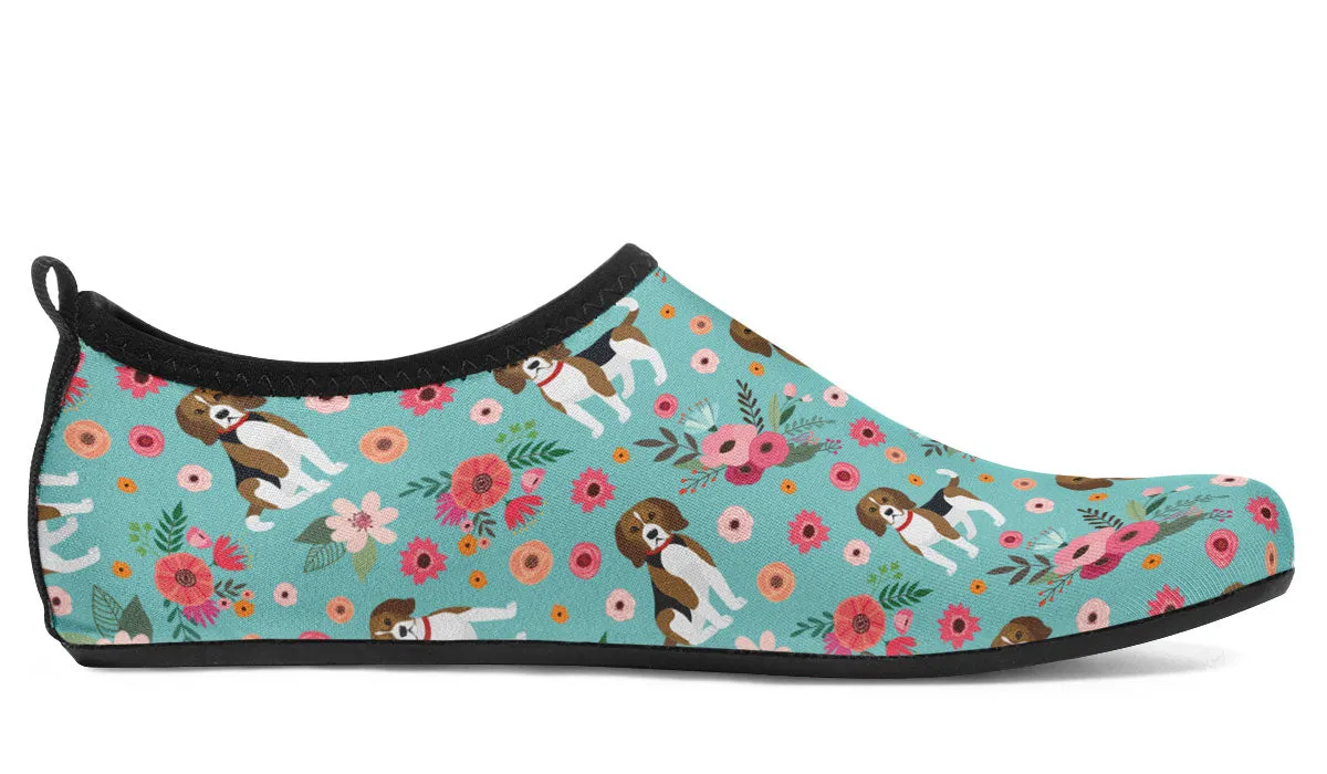 Beagle Flower Aqua Barefoot Shoes