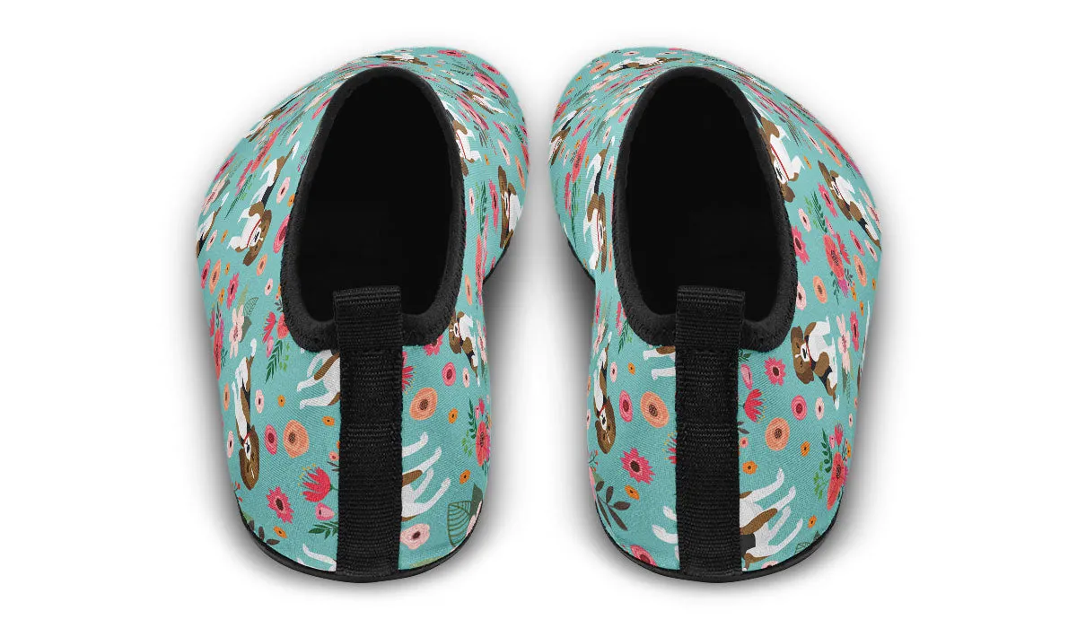 Beagle Flower Aqua Barefoot Shoes