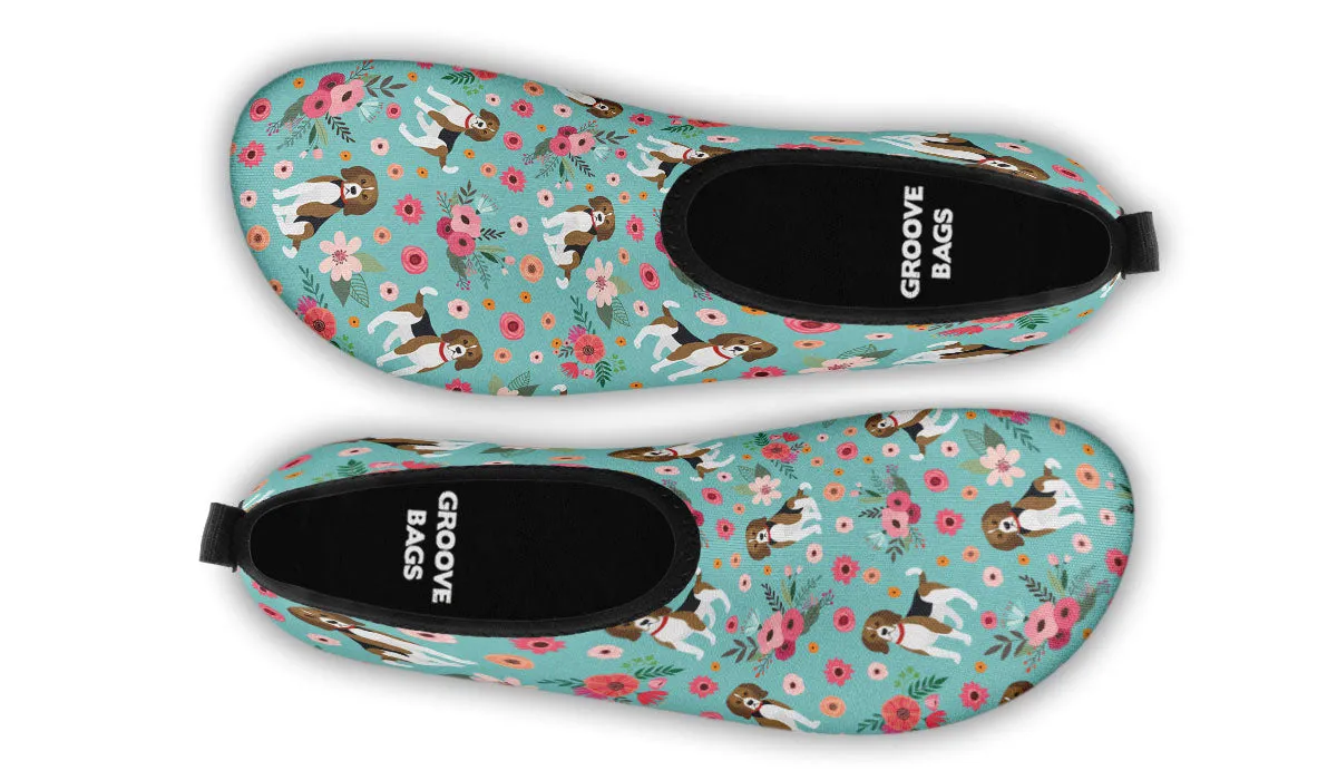 Beagle Flower Aqua Barefoot Shoes