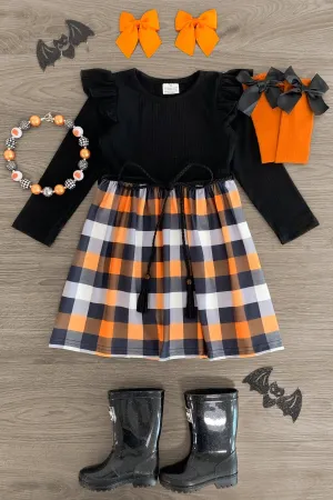 Black & Orange Plaid Dress