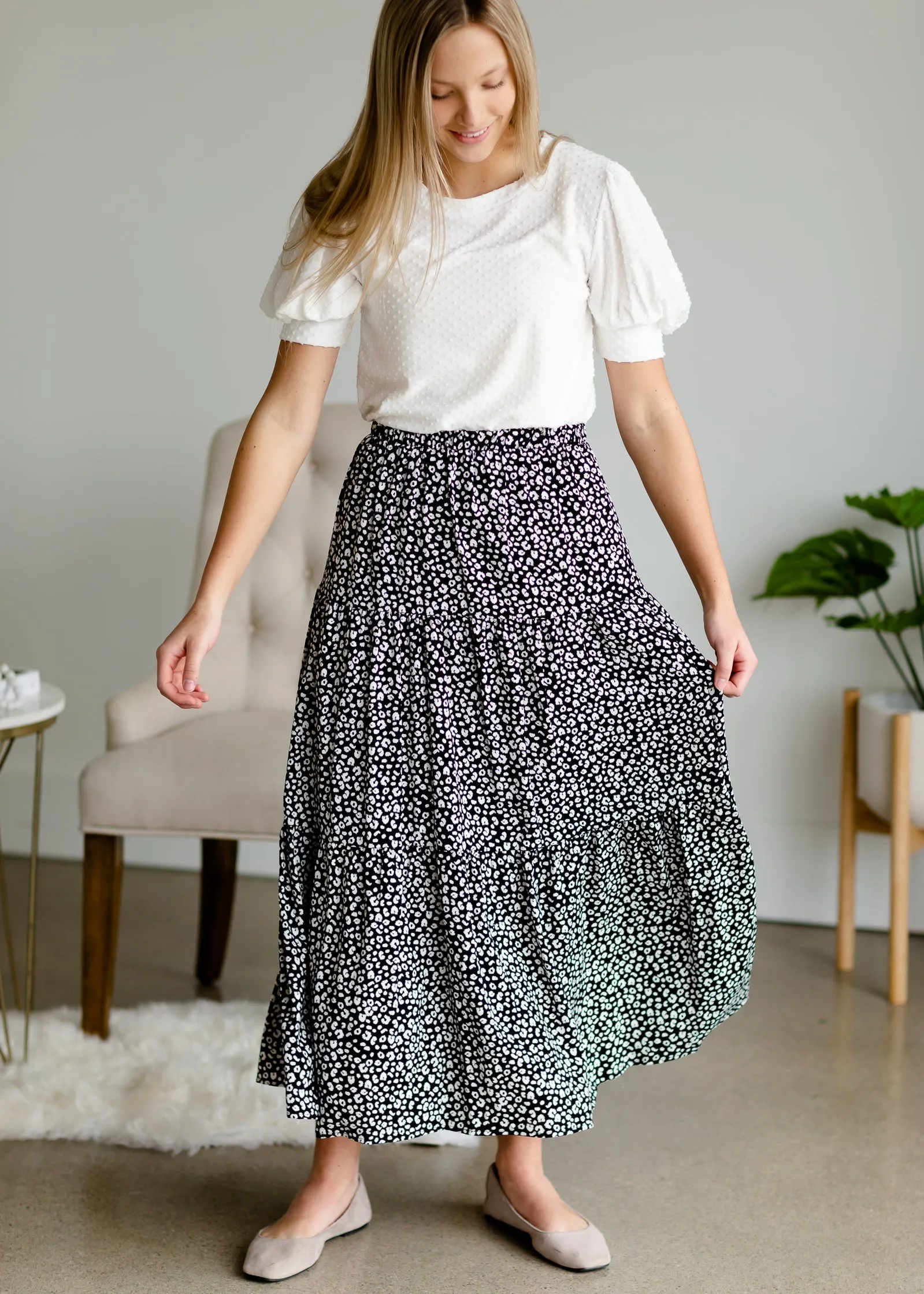 Black Animal Print Flowy Skirt - FINAL SALE