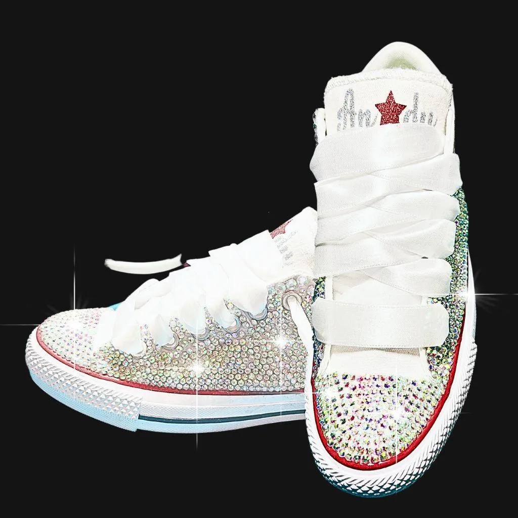 Blinged Out Rhinestone Custom Converse Tennis Shoes