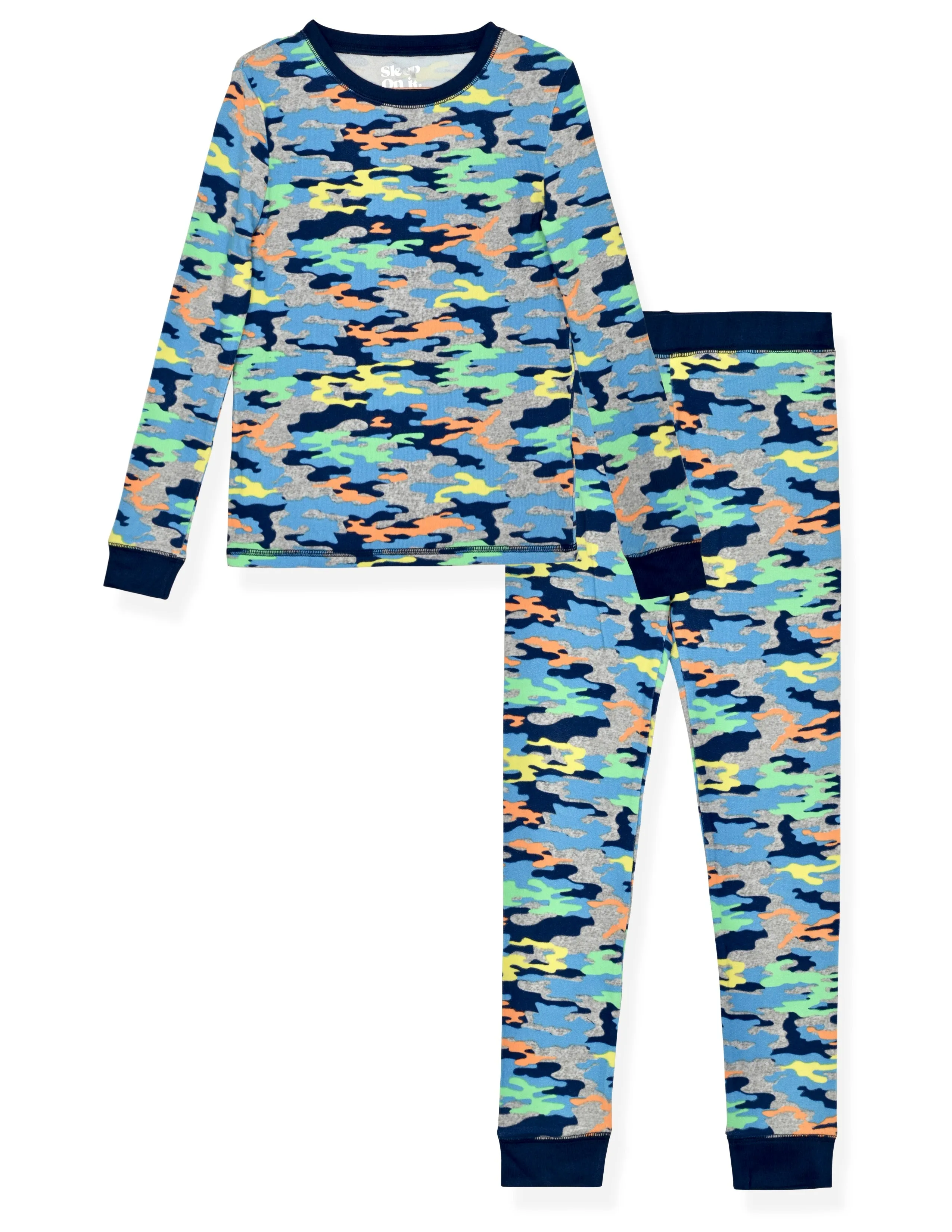 Boys 2-Piece Super Soft Jersey Snug-Fit Pajama Set- Camo, Multicolored Pajama Set for Toddlers and Boys