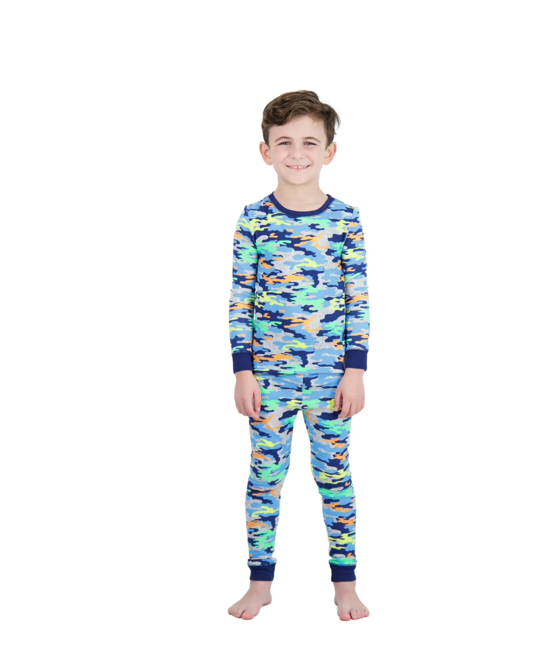 Boys 2-Piece Super Soft Jersey Snug-Fit Pajama Set- Camo, Multicolored Pajama Set for Toddlers and Boys