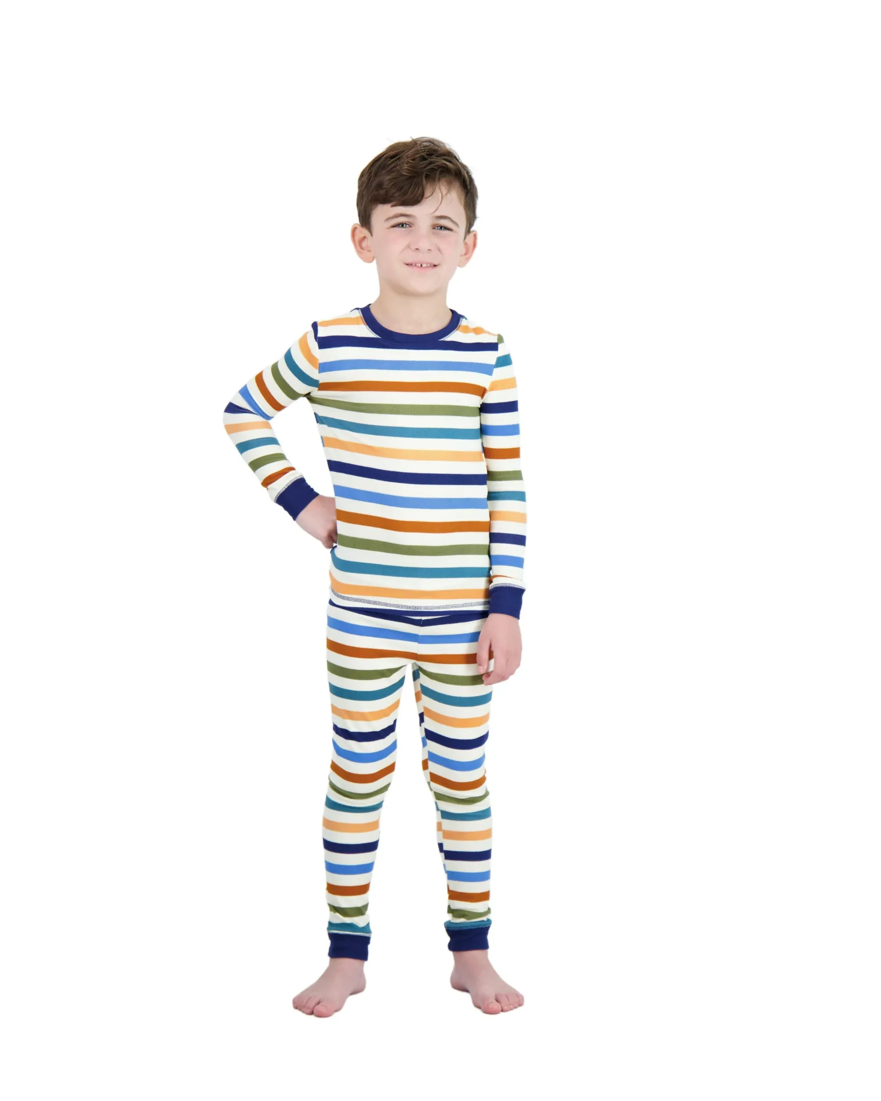 Boys 2-Piece Super Soft Jersey Snug-Fit Pajama Set- Stripes, Multicolored Pajama Set for Toddlers and Boys