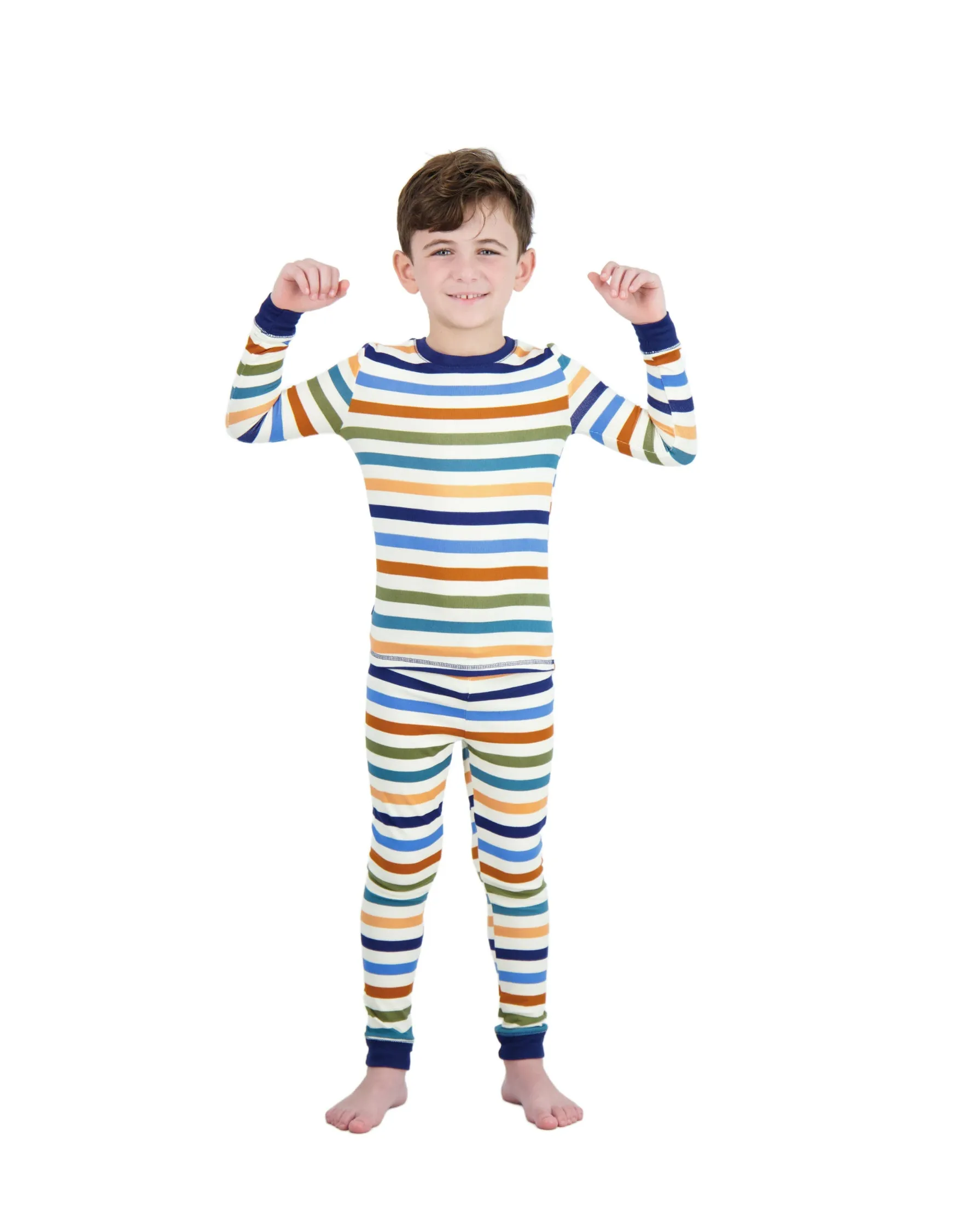 Boys 2-Piece Super Soft Jersey Snug-Fit Pajama Set- Stripes, Multicolored Pajama Set for Toddlers and Boys