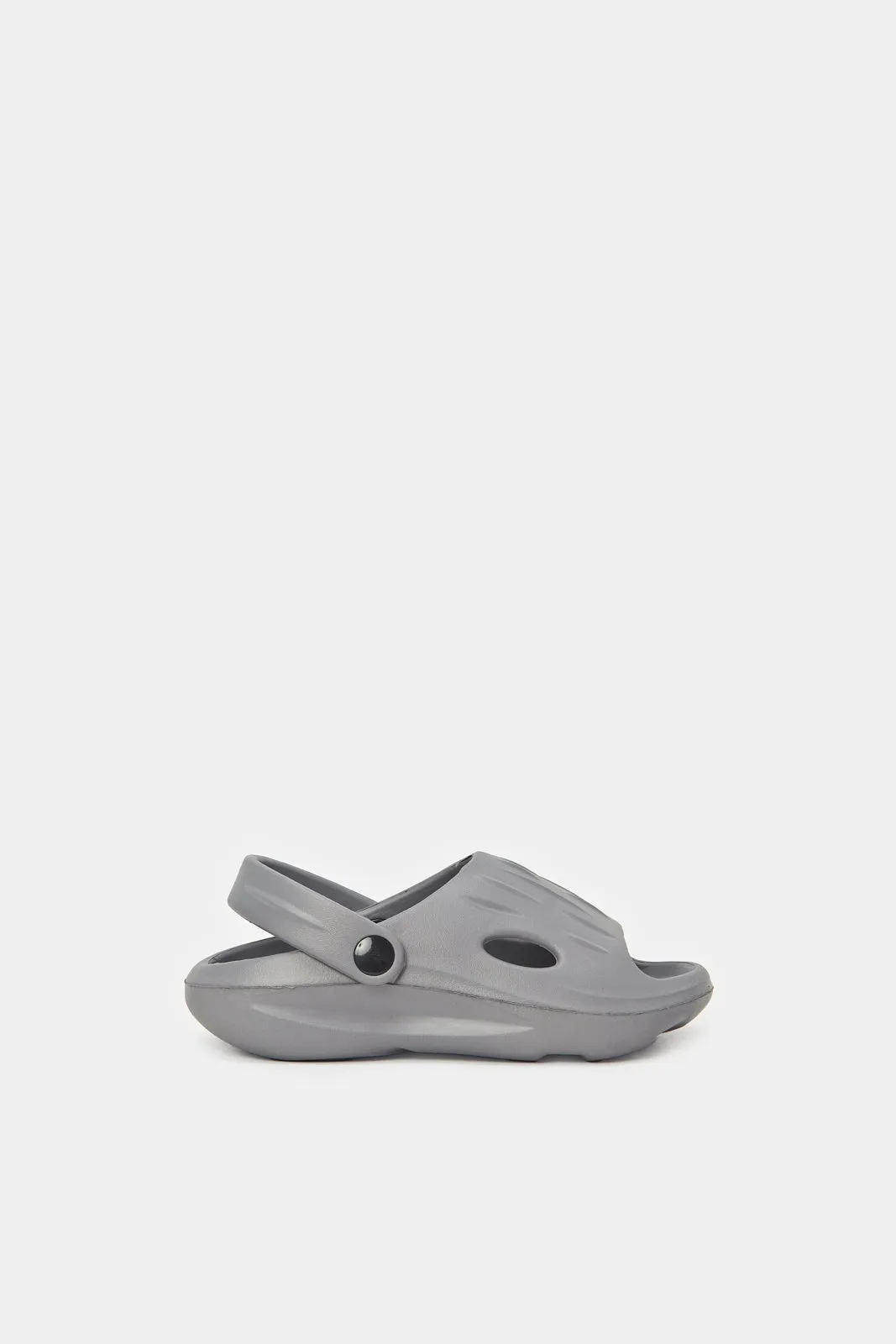 Boys Grey Moulded Slide With Backstrap