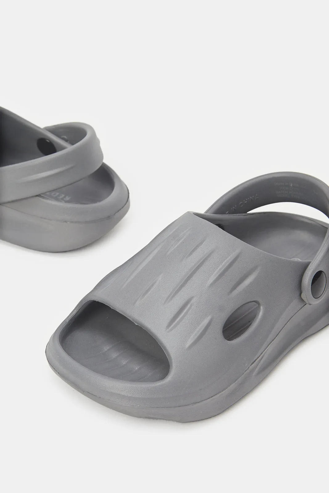 Boys Grey Moulded Slide With Backstrap