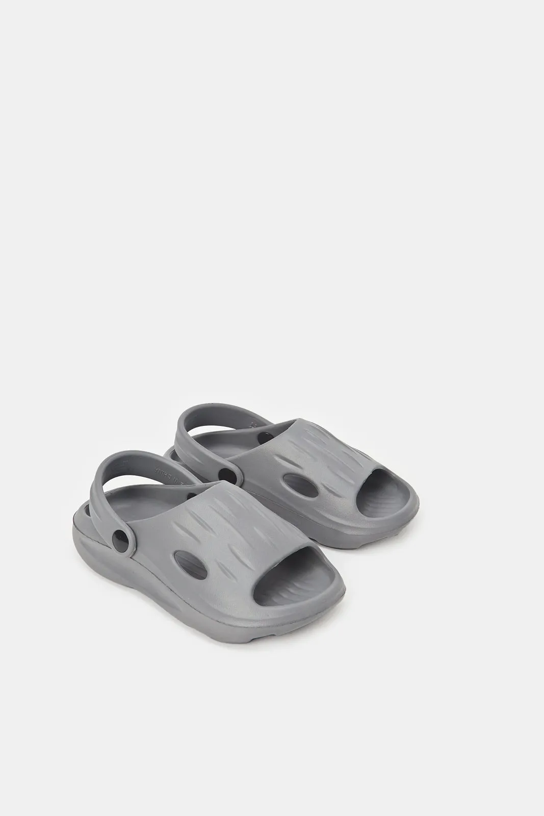 Boys Grey Moulded Slide With Backstrap