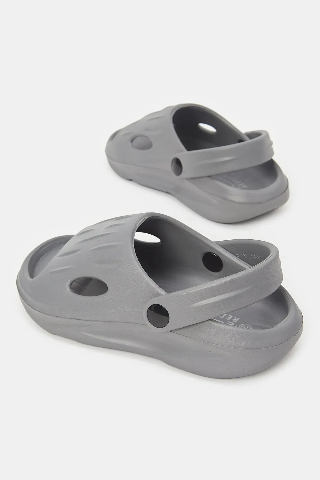 Boys Grey Moulded Slide With Backstrap