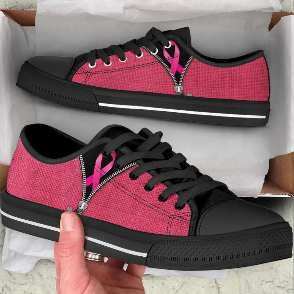 Breast Cancer Shoes Zipper Low Top Shoes Canvas Canvas Shoes, Best Canvas Shoes, Low Top Sneaker