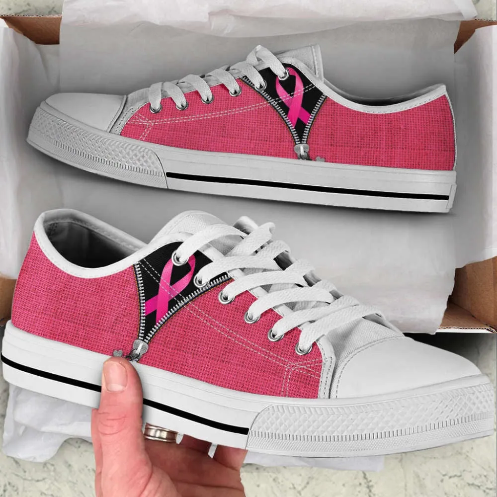 Breast Cancer Shoes Zipper Low Top Shoes Canvas Canvas Shoes, Best Canvas Shoes, Low Top Sneaker