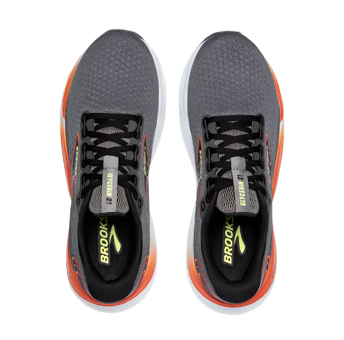 Brooks Mens Trainer Glycerin 21 Grey/ Mandarin Red/ Green