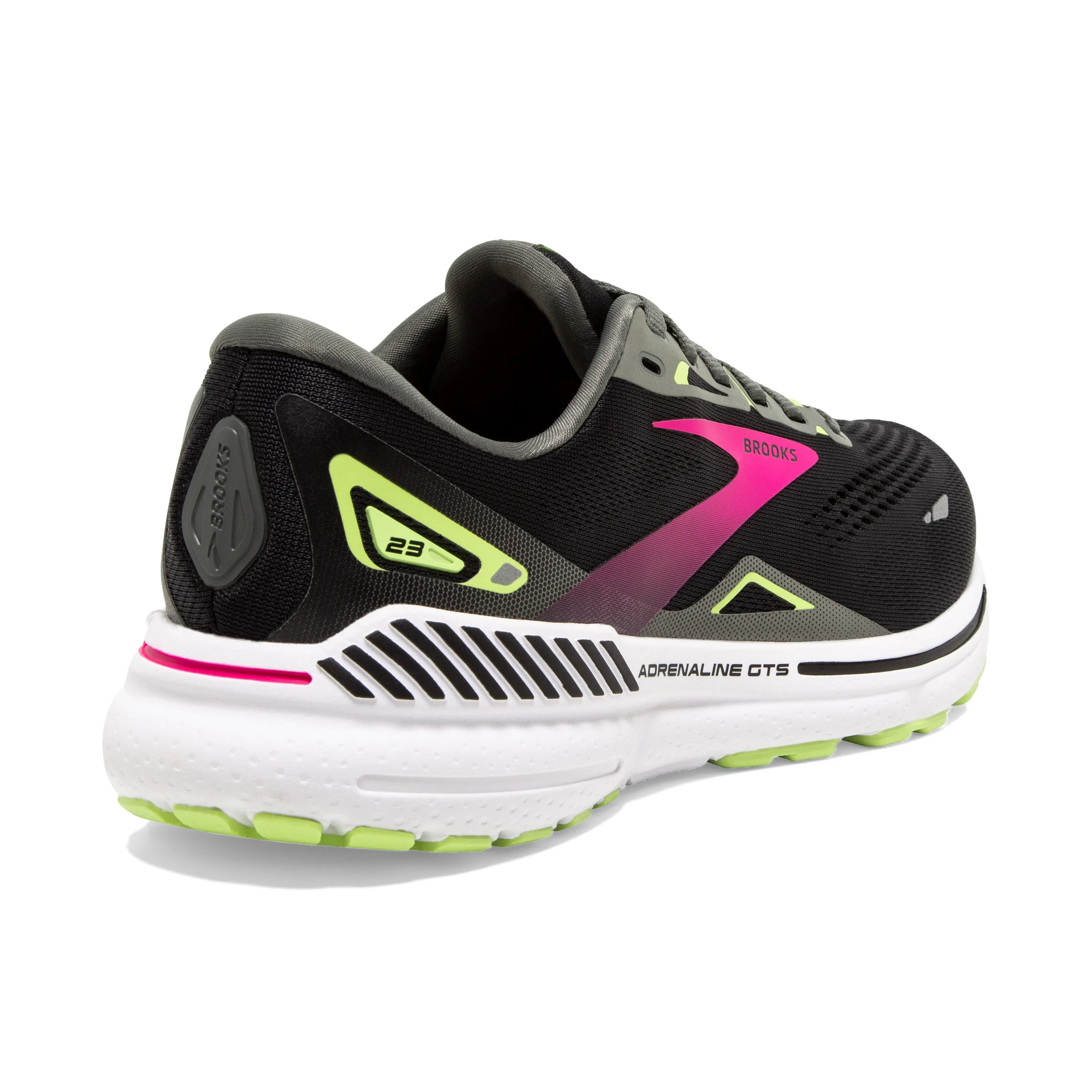 Brooks Womens Trainer Adrenaline GTS 23 Wide Fit Black/Gunmetal/Sharp Green