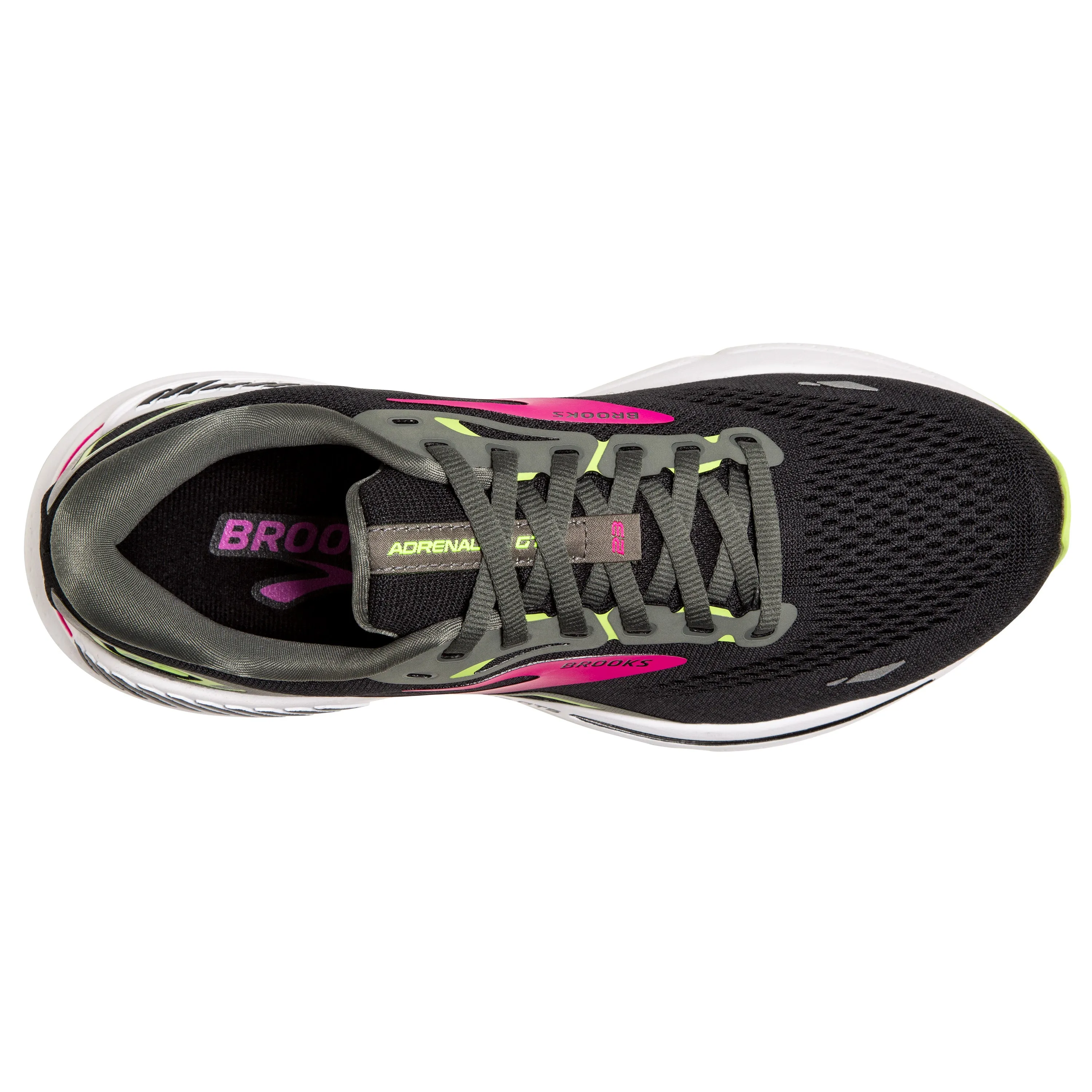 Brooks Womens Trainer Adrenaline GTS 23 Wide Fit Black/Gunmetal/Sharp Green