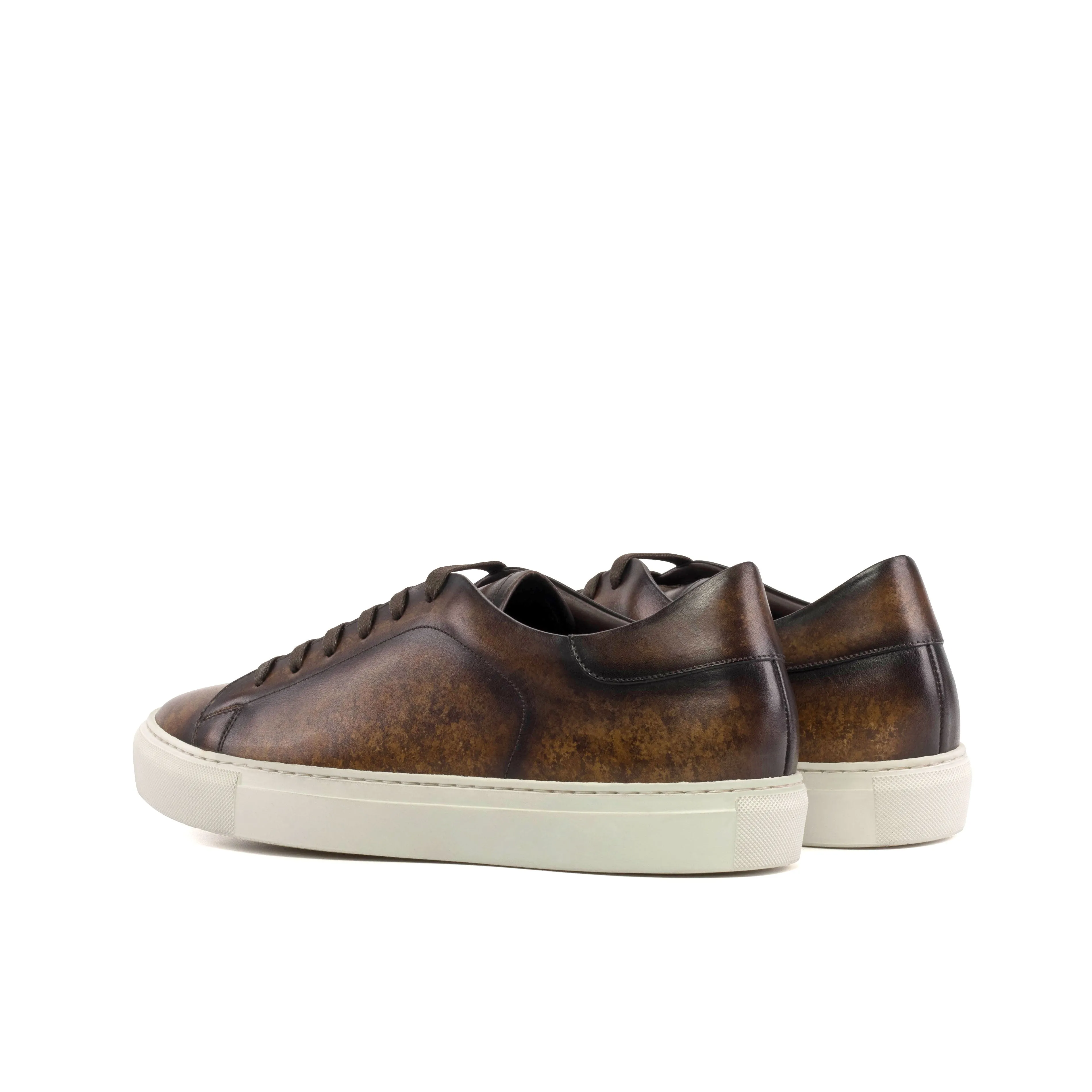 Brown Marble Patina Leather Trainers