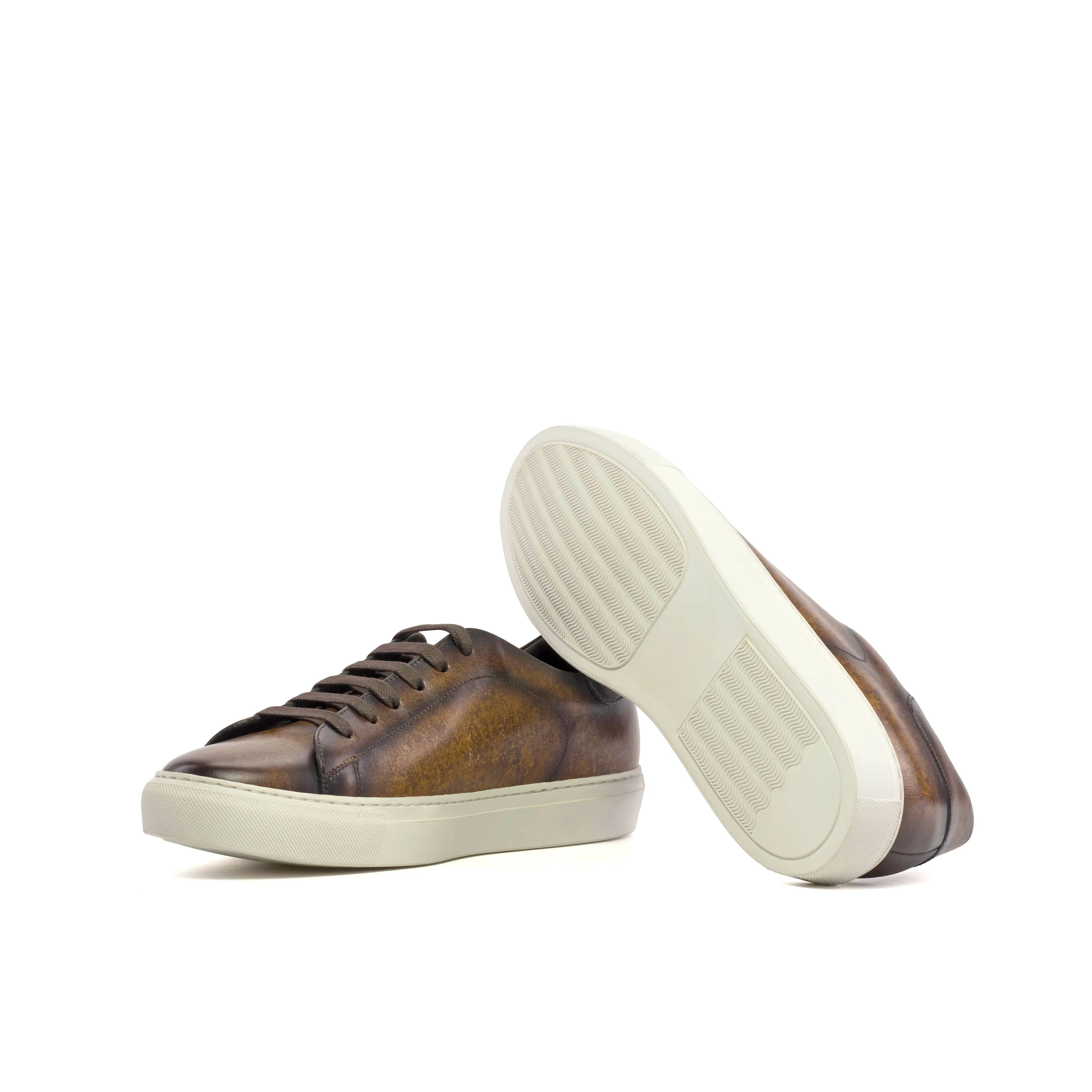 Brown Marble Patina Leather Trainers