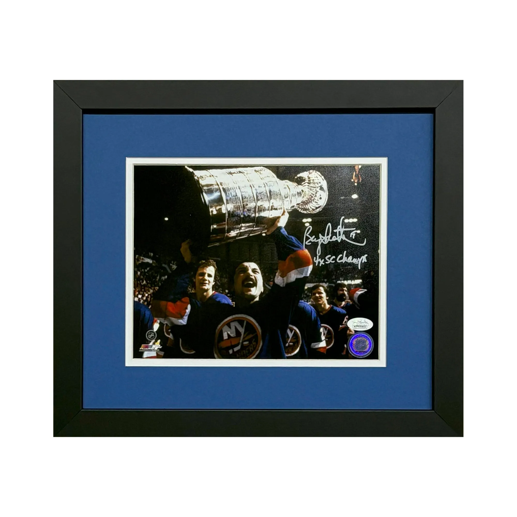 Bryan Trottier 4x SC Champs Signed New York Rangers Framed 8x10 Photo