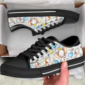 Bubble Elephant Low Top Canvas Print Shoes, Animal Print Canvas Shoes, Print On Canvas Shoes