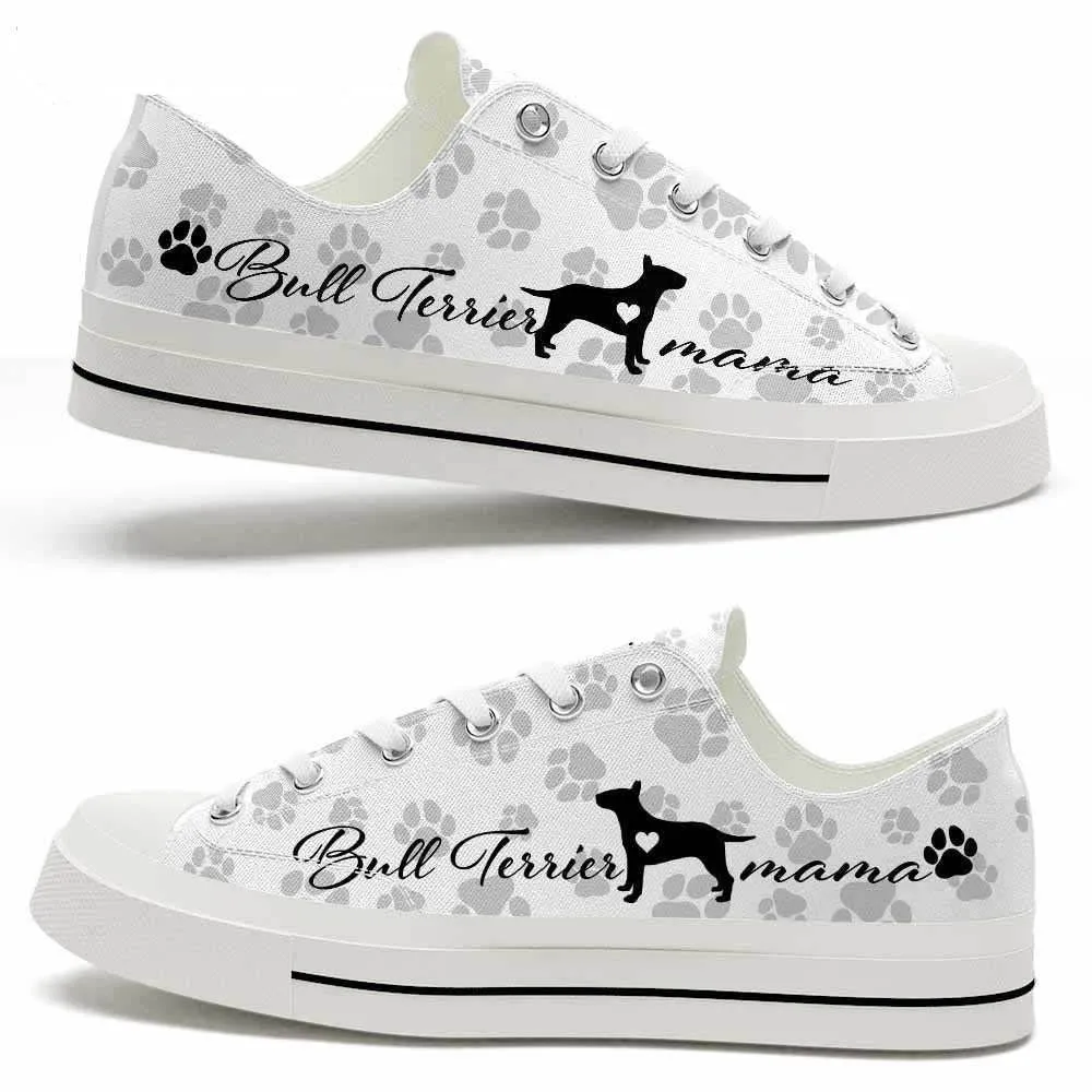 Bull Terrier Paws Pattern Low Top Shoes - Happy International Dog Day Canvas Sneaker, Dog Printed Shoes, Canvas Shoes For Men, Women