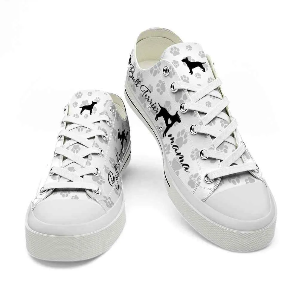 Bull Terrier Paws Pattern Low Top Shoes - Happy International Dog Day Canvas Sneaker, Dog Printed Shoes, Canvas Shoes For Men, Women