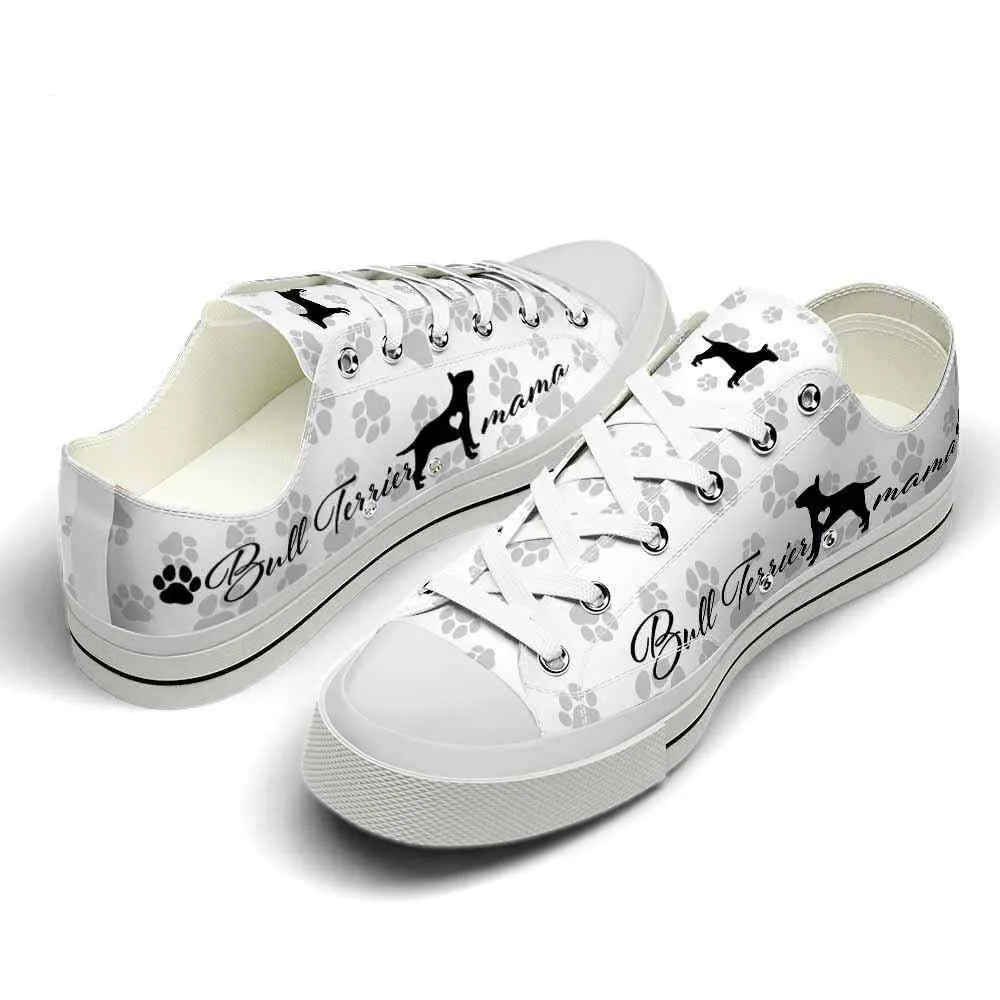 Bull Terrier Paws Pattern Low Top Shoes - Happy International Dog Day Canvas Sneaker, Dog Printed Shoes, Canvas Shoes For Men, Women