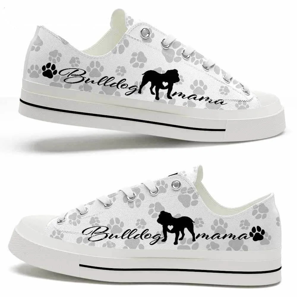 Bulldog Paws Pattern Low Top Shoes - Happy International Dog Day Canvas Sneaker, Dog Printed Shoes, Canvas Shoes For Men, Women